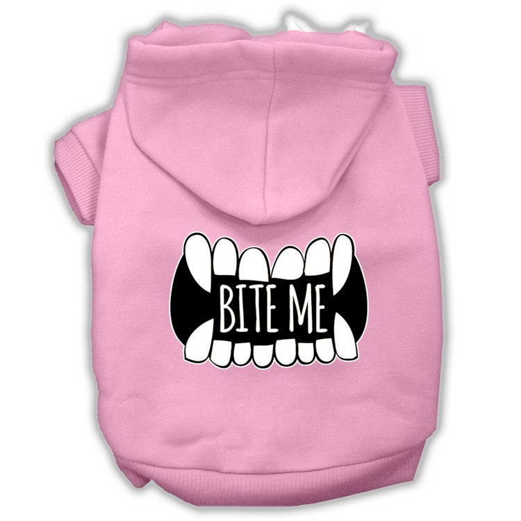 Bite Me Screenprint Dog Hoodie Light Pink XS